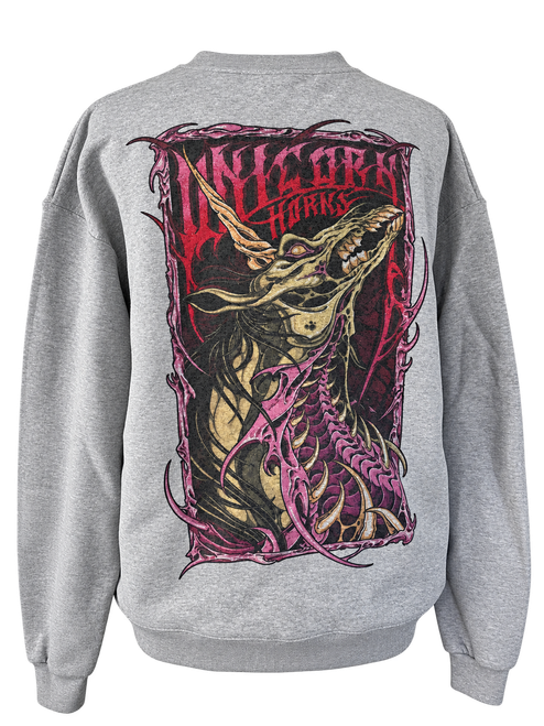 Unicorn Horns Crewneck-Grey 