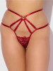 Rosalie Embroidered Lace Strappy Backless Tanga in Crimson Red