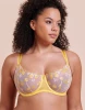 a model wearing the yellow balconnette bra called lemincello by Curvy Kate