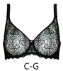 Seamless full busted embroidered French bra in black