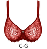 Red seamless full cup molded lace bra by luxury French brand Empreinte