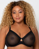 Sheer Mesh Full Coverage Unlined Underwire Bra in Black
