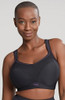 Non-Wired Sports Bra in Black with Purple