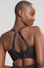 Non-Wired Sports Bra in Black with Purple