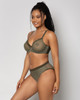 Sheer Mesh Full Coverage Unlined Underwire Bra in Olive Waves