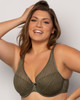 Sheer Mesh Plunge T-Shirt Bra in Olive Waves