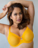 Sheer Mesh Full Coverage Unlined Underwire Bra in Saffron