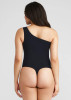 One Shoulder Shaping Thong Outlast® Seamless Bodysuit in  Black