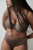 Satin Non Padded Full Cup Seamless Underwire Bra in Ebony