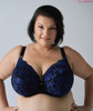 Klara Semi-Soft Plunge Bra in Black with Blue Lace