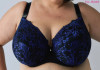 Klara Semi-Soft Plunge Bra in Black with Blue Lace