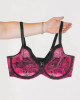 Sheer Mesh Full Coverage Unlined Underwire Bra in Dramatic Roses