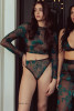Burnout Mesh High Leg Brief in Black/Faded Emerald