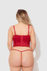 Brigeta Satin Plunge Push Up Bustier & G-String Set in Crimson Red
