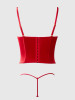 Brigeta Satin Plunge Push Up Bustier & G-String Set in Crimson Red