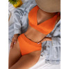 Classic Solid Color Simple Design 2 Piece Bikini Swim Set in Orange