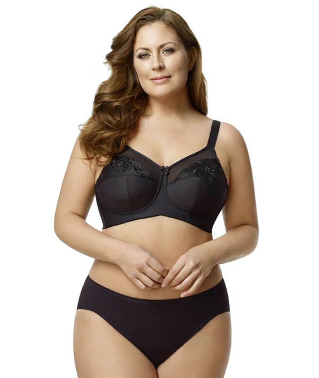 Elila Embroidered Soft Cup Bra in Black