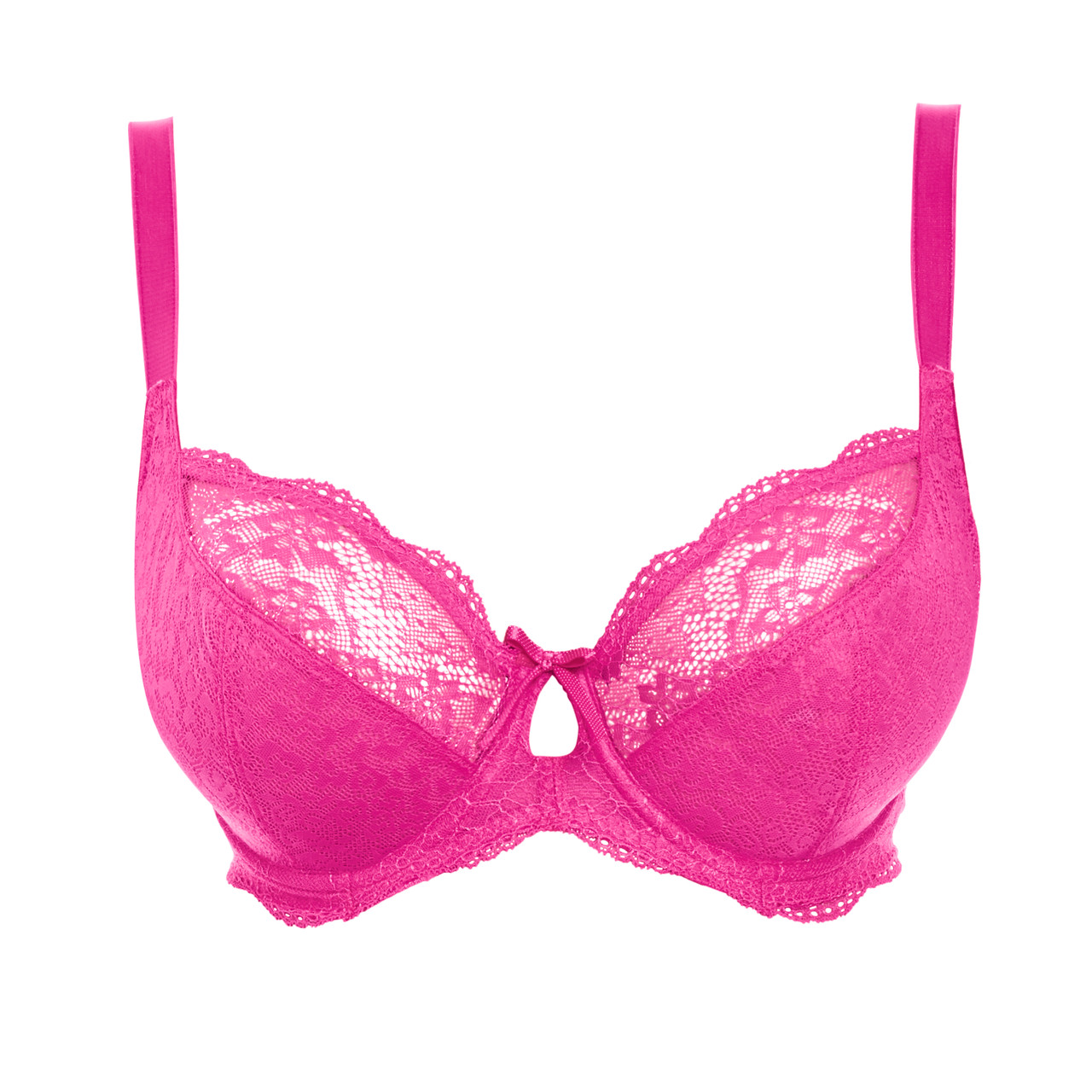 Freya Fancies Bra Lipstick Pink Size 32G Underwired Plunge Balcony Lace  1011 New 9145584881339