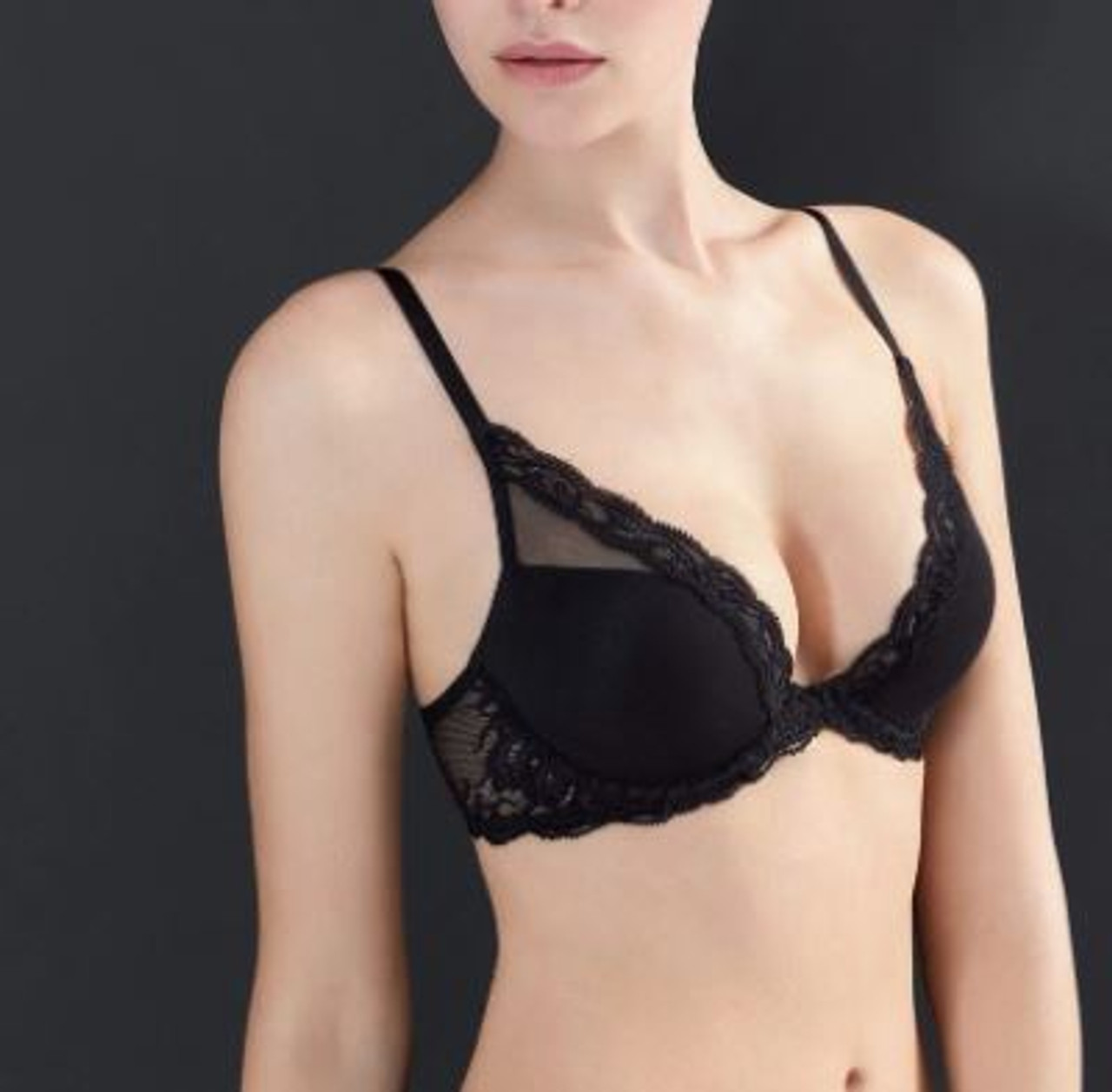 Natori Feathers Contour Plunge Bra in Ribbon Pink/Peach Pink FINAL SALE  (30% Off) - Busted Bra Shop