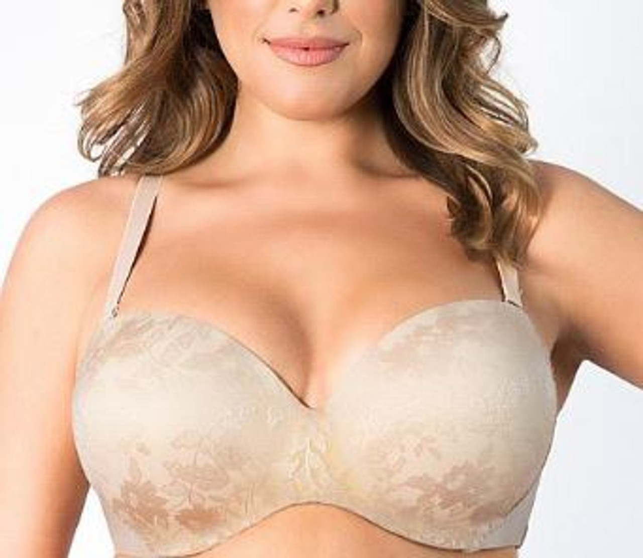 Curvy Couture Strapless Sensation Multi-Way Push-Up Bra in Bombshell Nude