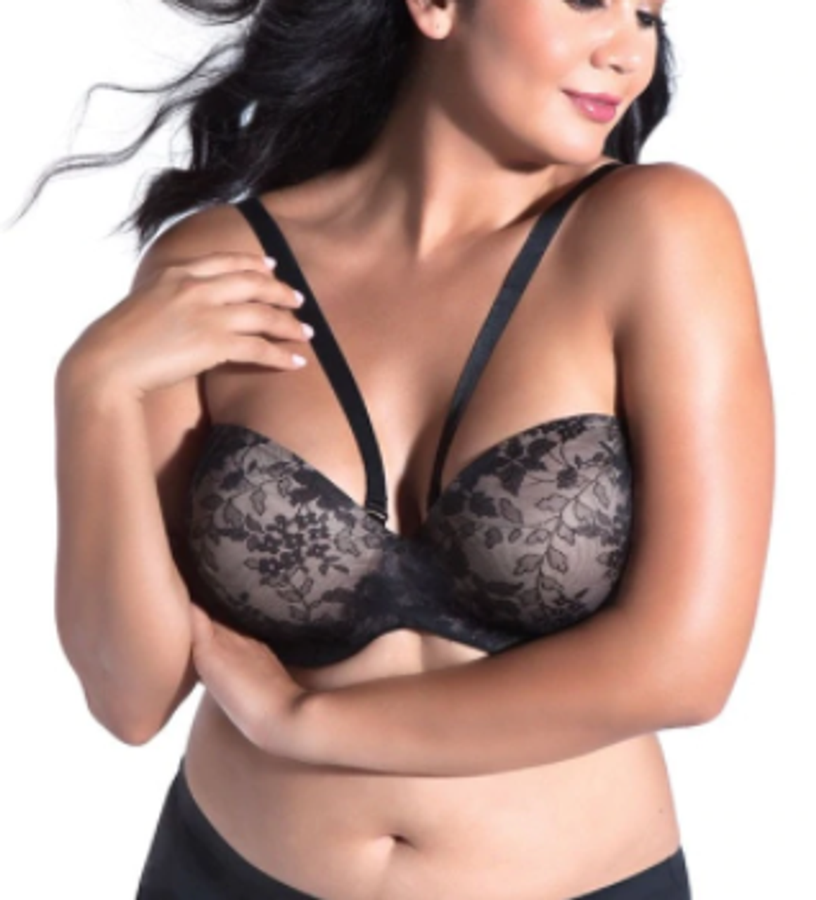 Curvy Couture Strapless Sensation Multi-Way Push-Up Bra in Black - Busted  Bra Shop
