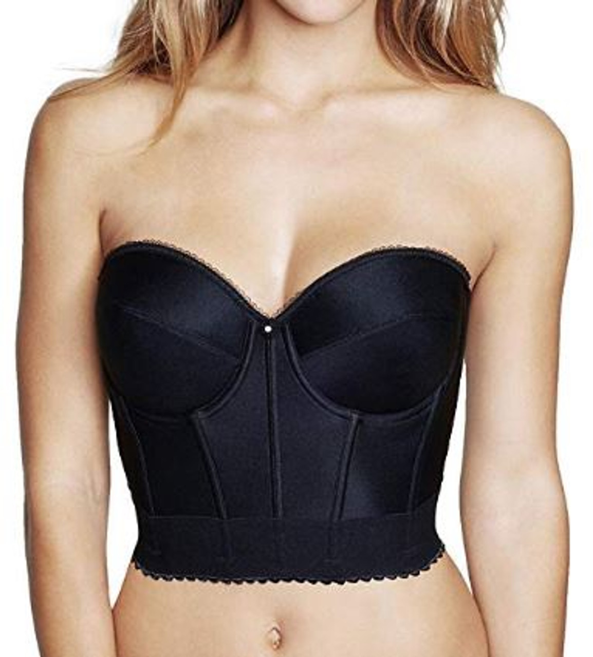 Dominique Satin Low Back Strapless Underwire Bustier Style 7750 - Black -  32DD