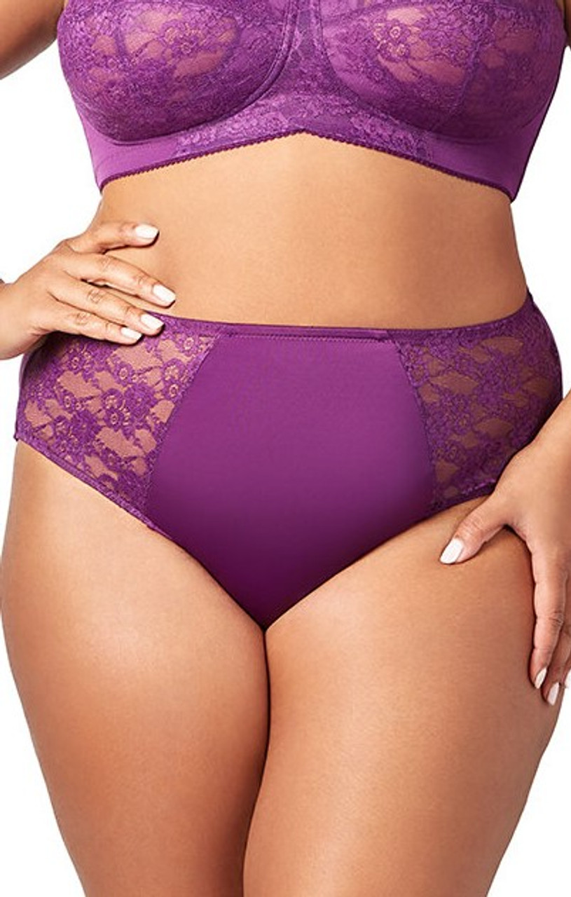 Elila Lace & Microfiber Panty in Aubergine - Busted Bra Shop