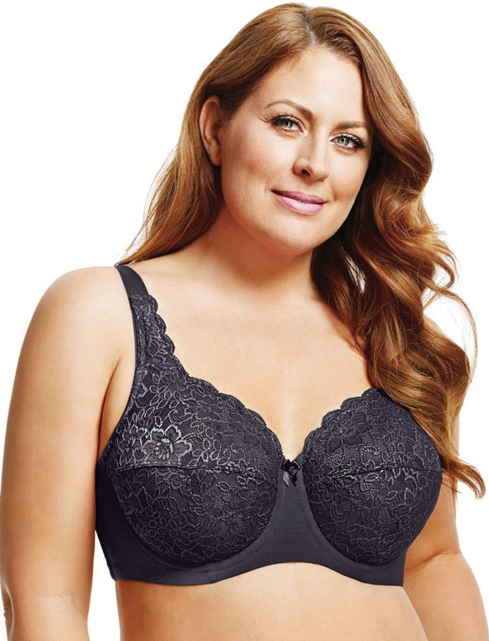 Elila Stretch Lace Full Coverage Underwire Bra in Steel Gray - Busted Bra  Shop
