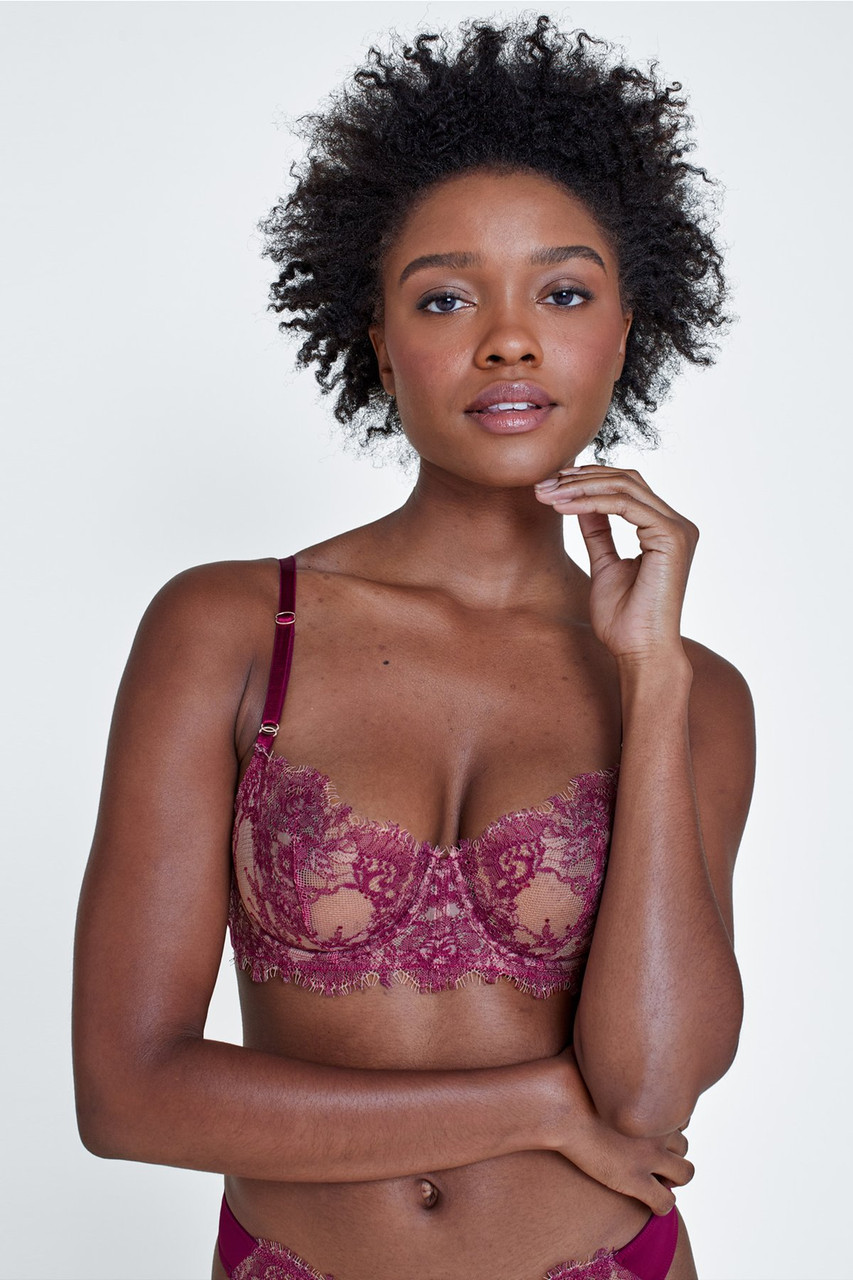 Only Hearts Delicious with Lace Balconette Bra Garnet 1618 - Free