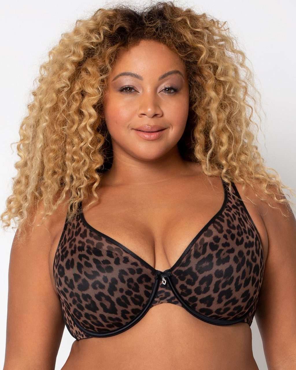 Curvy Couture Sheer Mesh Full Coverage Unlined Underwire Bra in Crantastic