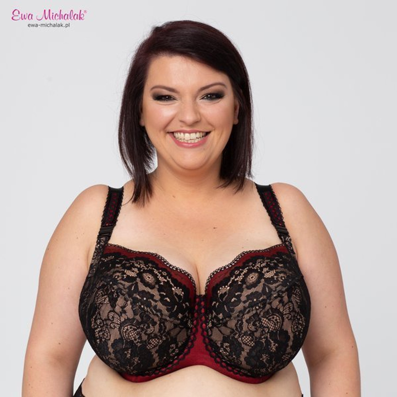 Ewa Michalak Magic Dance Full Cup Bra in Black with Red - Busted Bra Shop