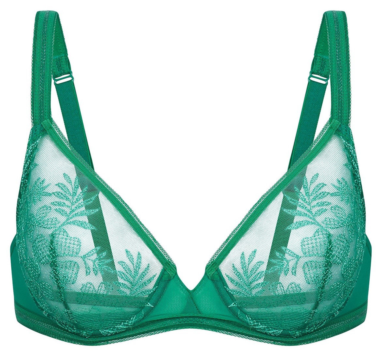 Buy PrettySecrets Lime Green Lace Non Wired Lightly Padded Front Open  Plunge Bra B0014 - Bra for Women 1985283