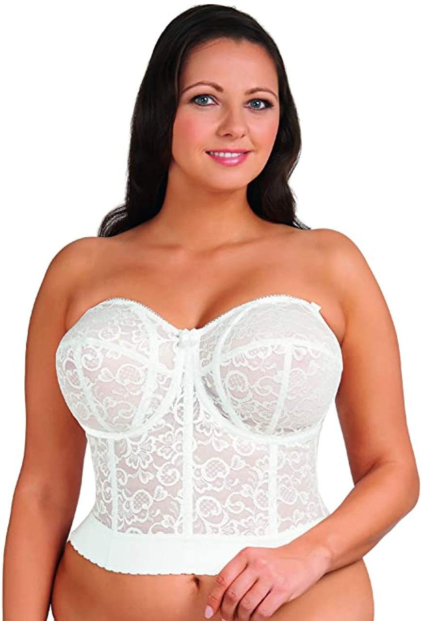 Goddess Lace Bridal Bustier in White - Busted Bra Shop