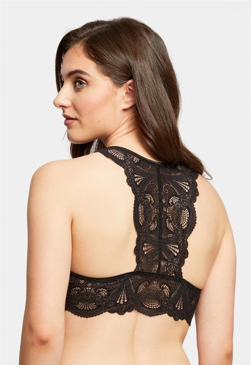 Fleur't Belle Epoque Lace T-Back Bralette in Black - Busted Bra Shop