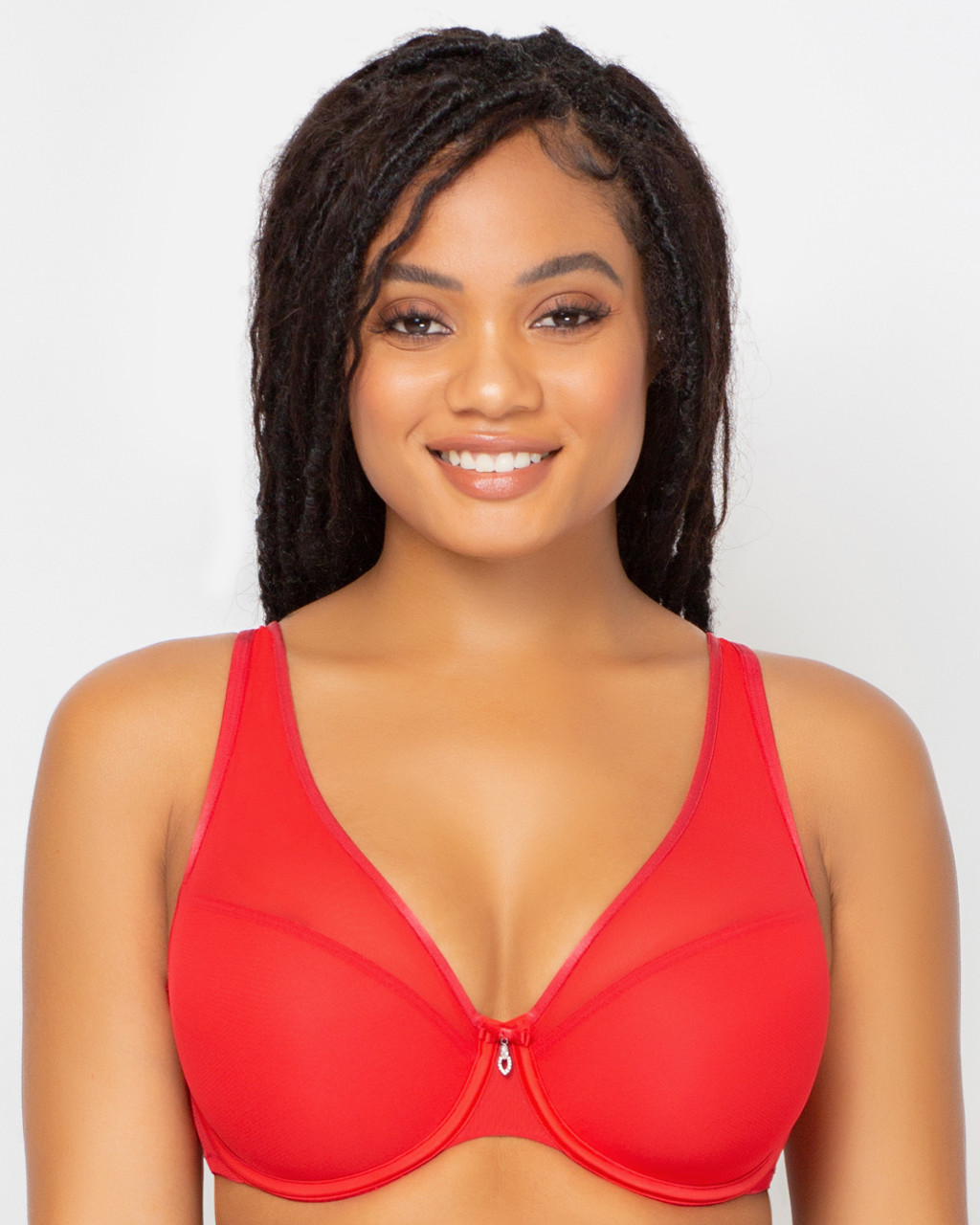 Curvy Couture Sheer Mesh Plunge T-Shirt Bra in Crantastic - Busted Bra Shop