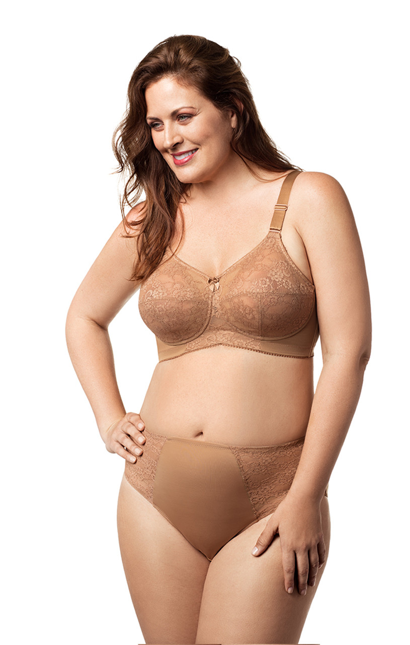 Women's Elila 1303 Lace Wireless Soft-cup Bra (Mocha 40G) 