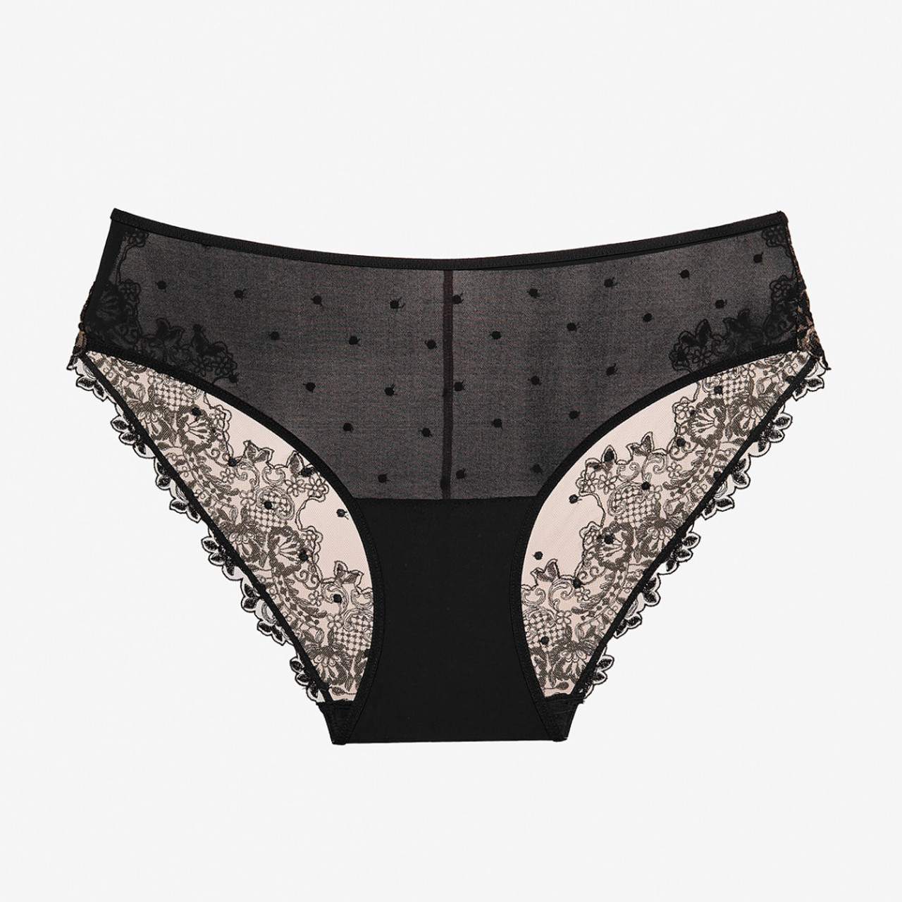 Polka Dot Black Brief Panties for Women for sale