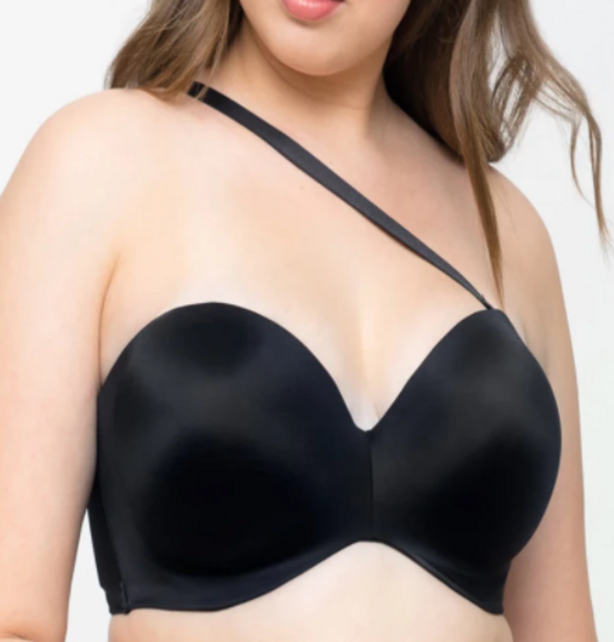 Curvy Couture Women's Smooth Strapless Multi-Way Bra Black Hue 42C