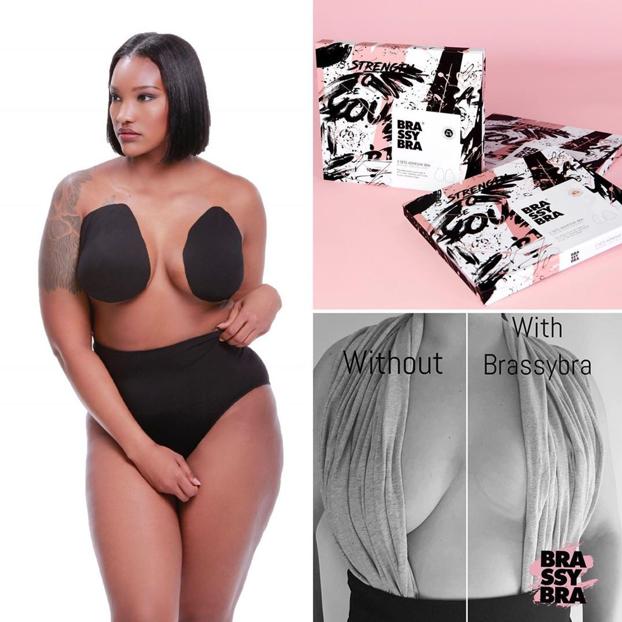 Brassy Bra Adhesive Bra with Nipple Covers - Busted Bra Shop