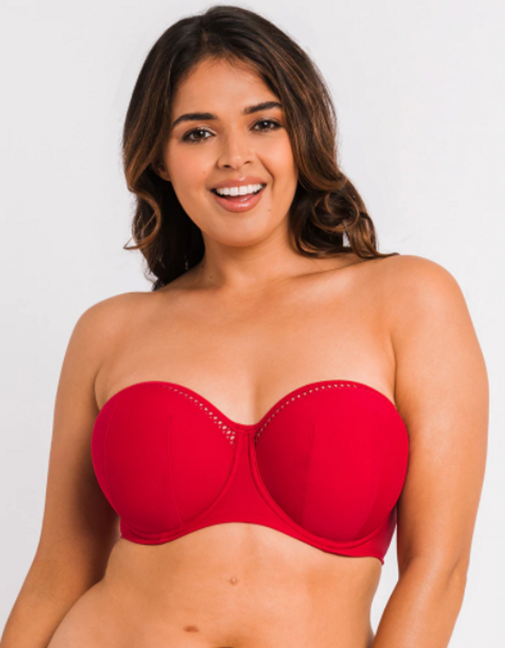 Curvy Kate First Class Bandeau Swim Top in Red FINAL SALE (25% Off) -  Busted Bra Shop