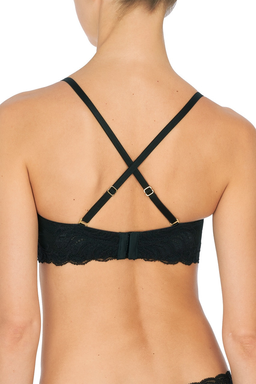 Natori Feathers Strapless Plunge Bra in Black - Busted Bra Shop