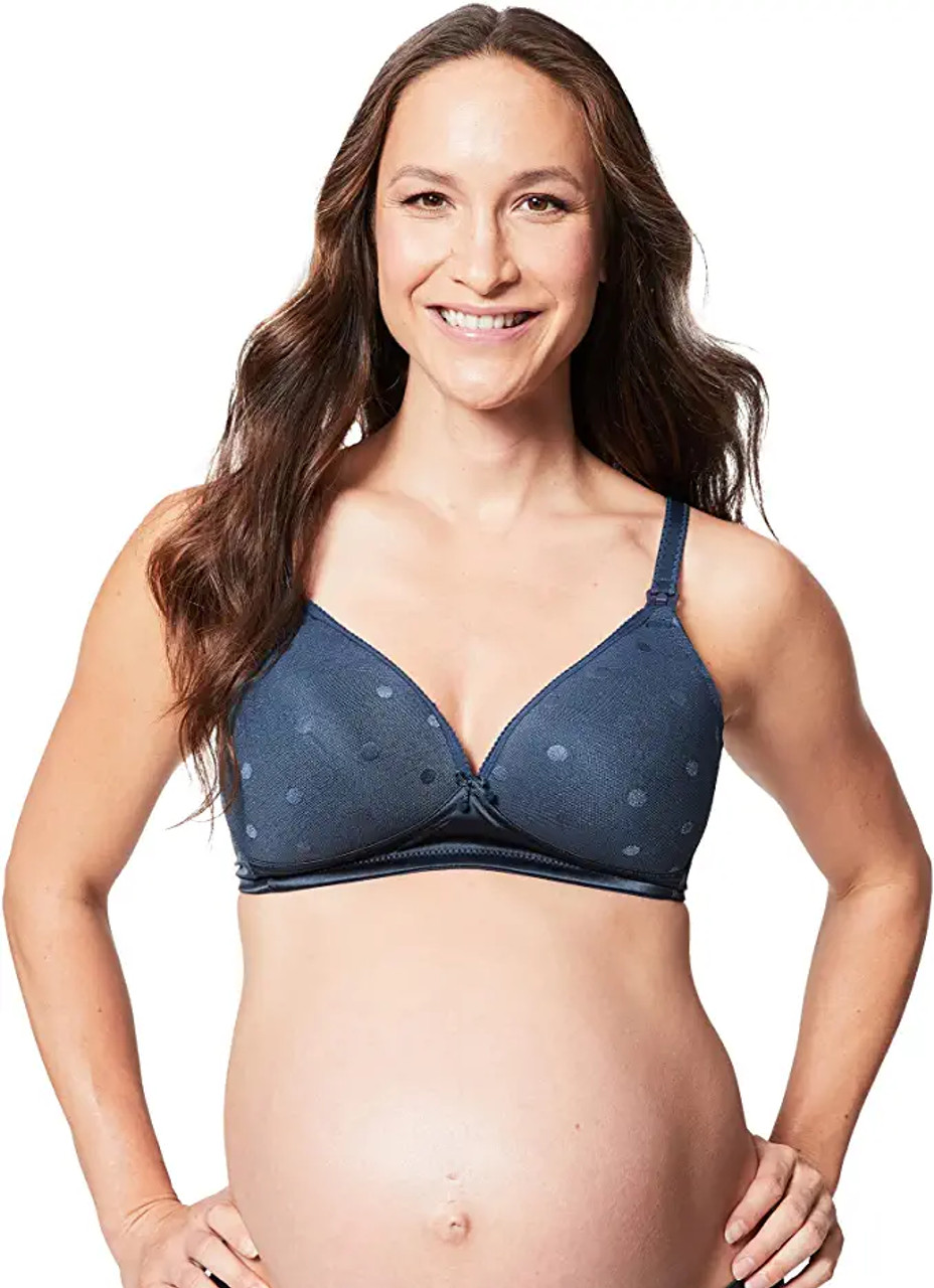 Cake Fig Mousse Padded Plunge Wirefree Maternity Bra in Blue