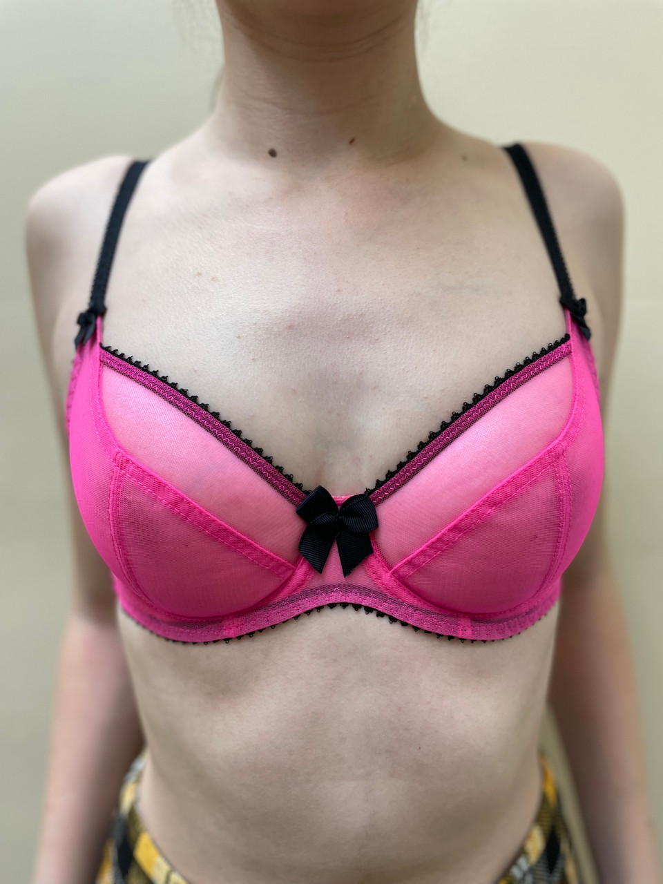 Claudette Sheer Mesh Dessous Sucre Full Coverage Bra Black/Pink FINAL SALE  - Busted Bra Shop