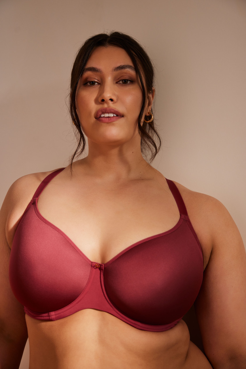  Women's Elegance Moulded Spacer T-Shirt Bra with J Hook 10401  34FF Mineral Red : Clothing, Shoes & Jewelry