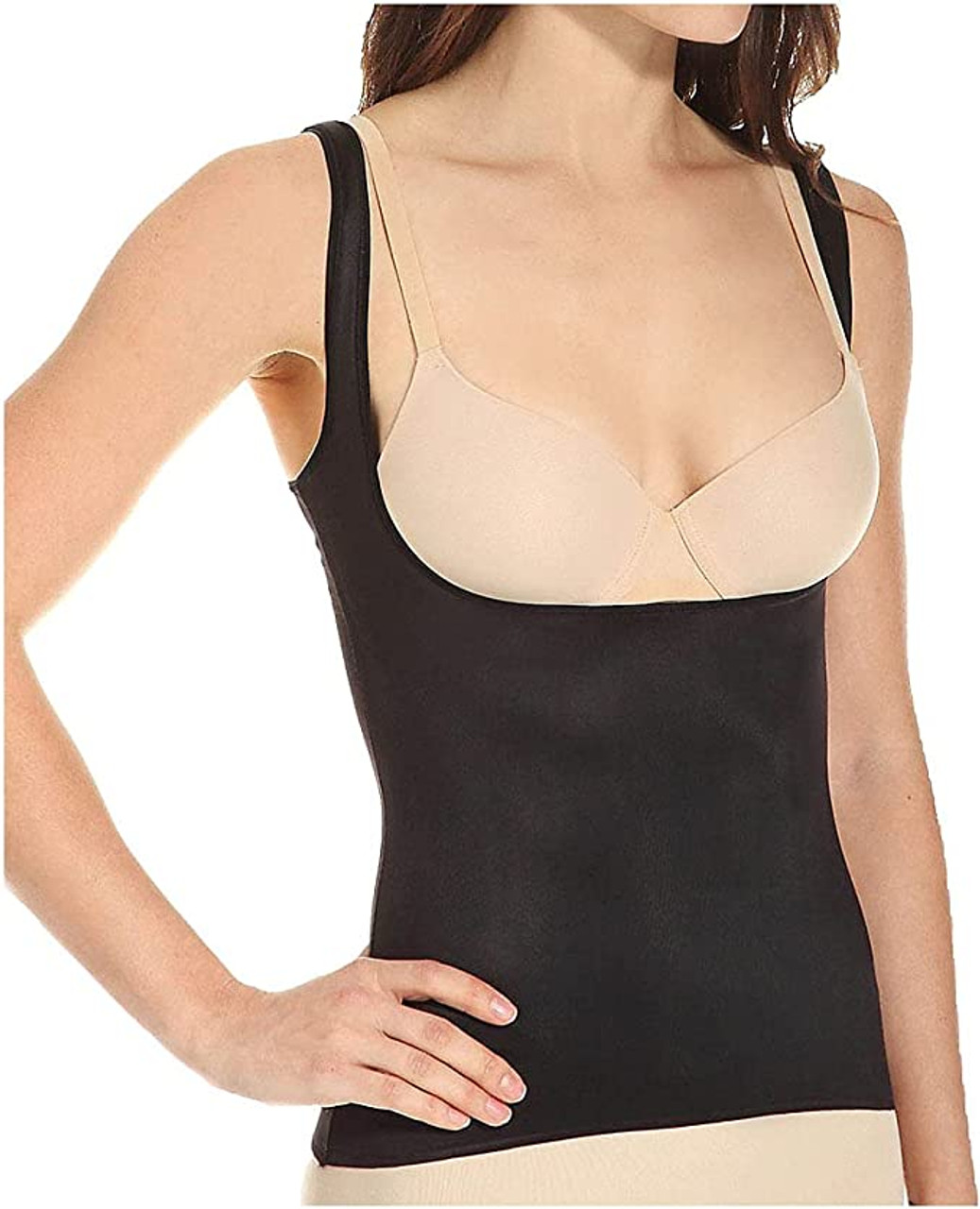 Spanx Simplicity Open Bust Shapewear Cami Tank Nude Black Size XL