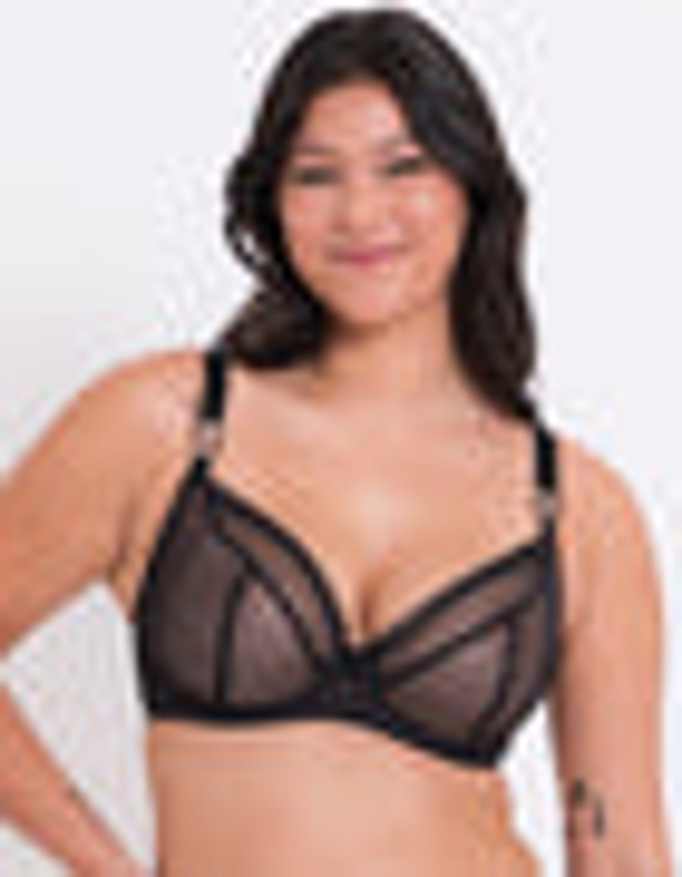 Curvy Kate Lifestyle Fuller Bust Sheer Mesh Plunge Bra In Black