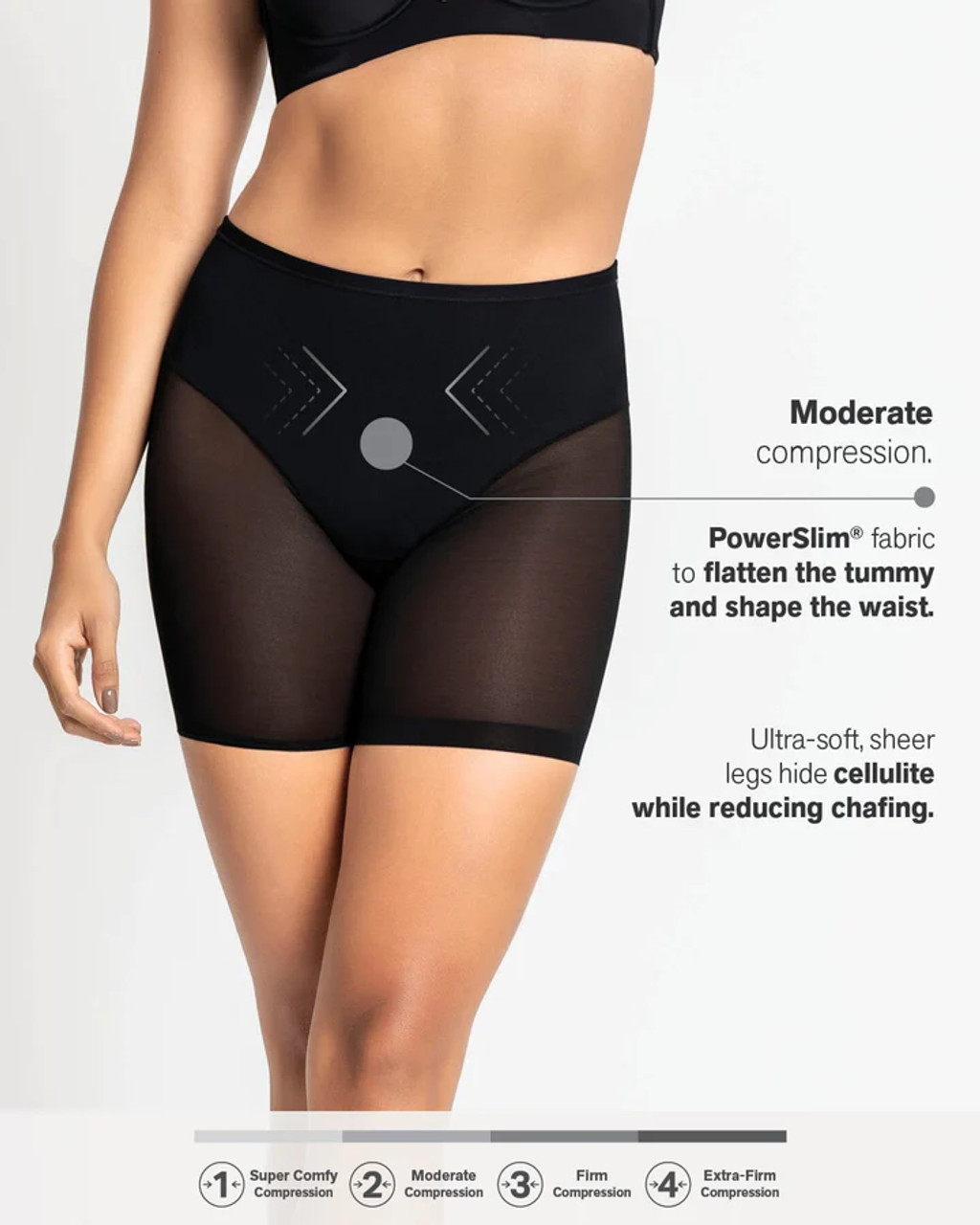 Leonisa Truly Undetectable Sheer Shaper Short in Black - Busted Bra Shop