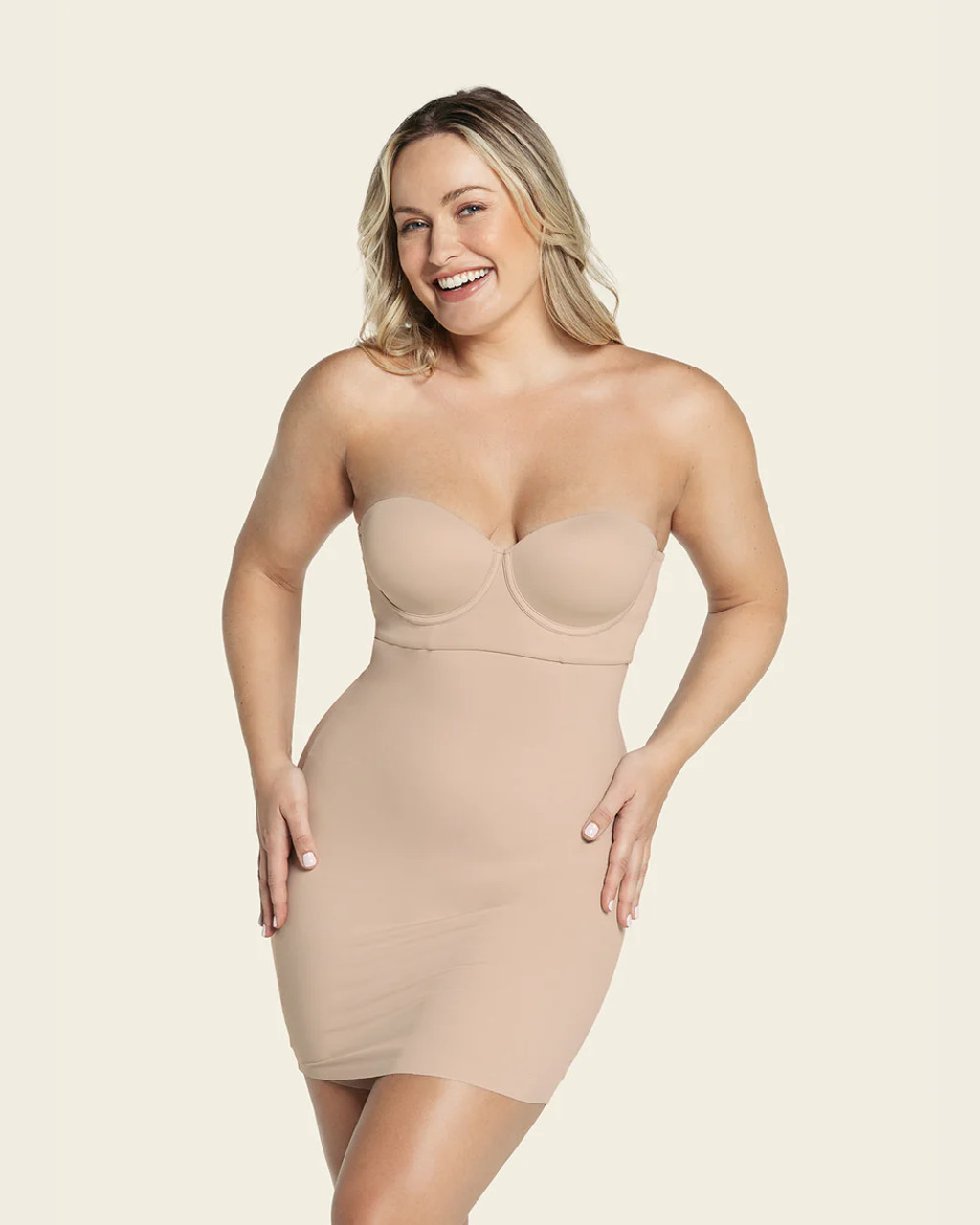 Find Cheap, Fashionable and Slimming plus size strapless slip shapewear 