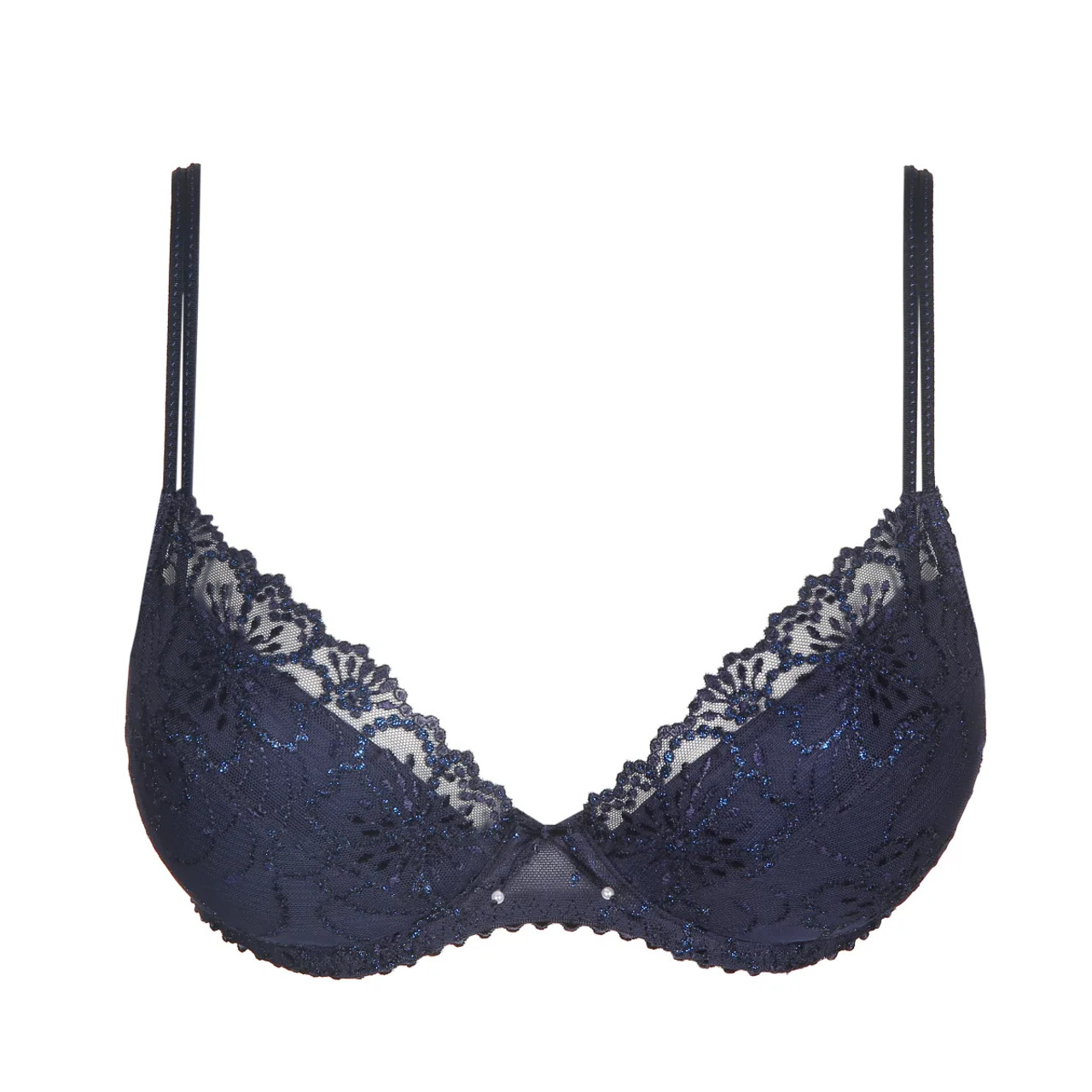 Jezebel Push-Up Bra Satin Doll with removable pads Blue and Pink Print BNWT  