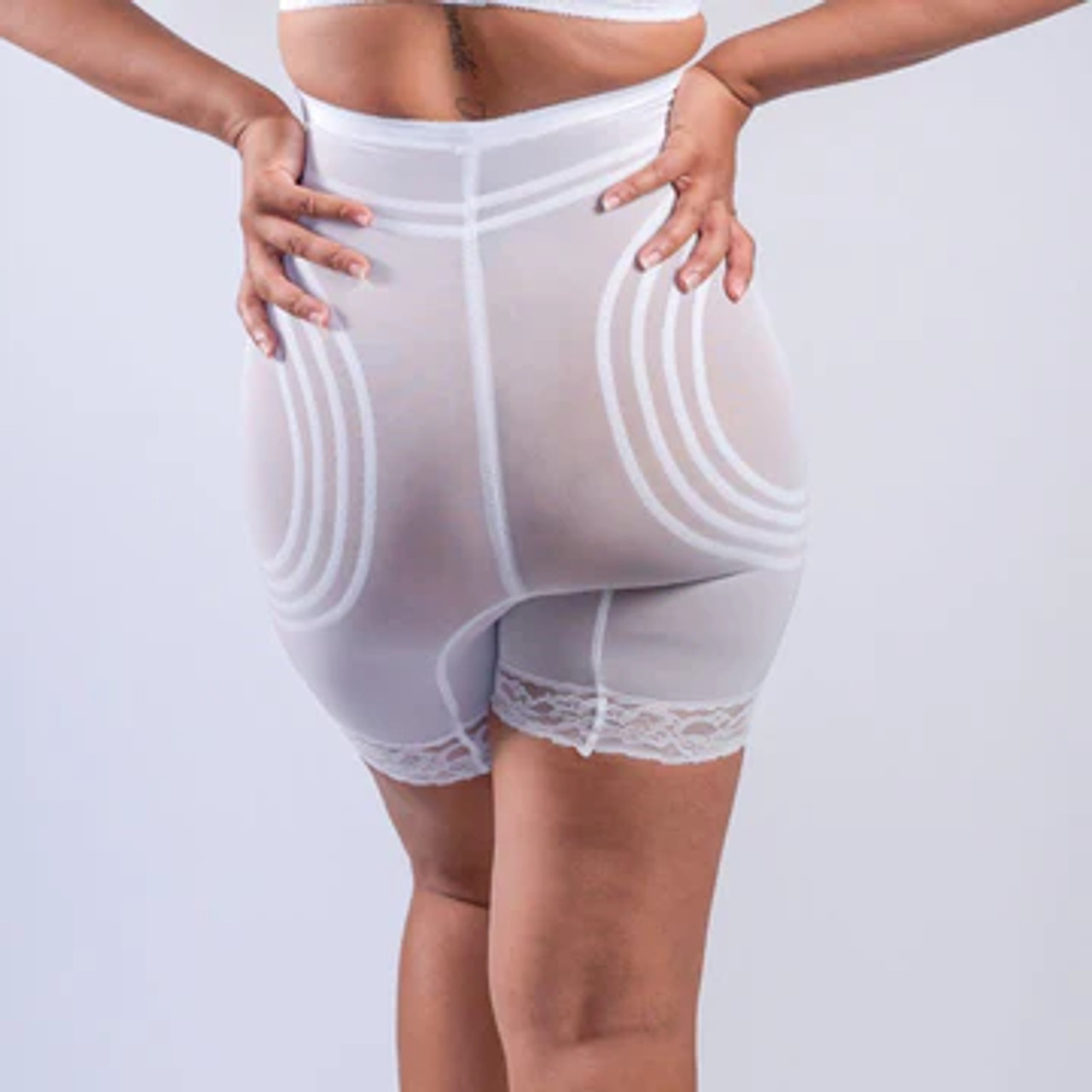 Rago Plus High Waist Hidden Tummy Panel Stretch-Lace Thigh Slimmers - 518p